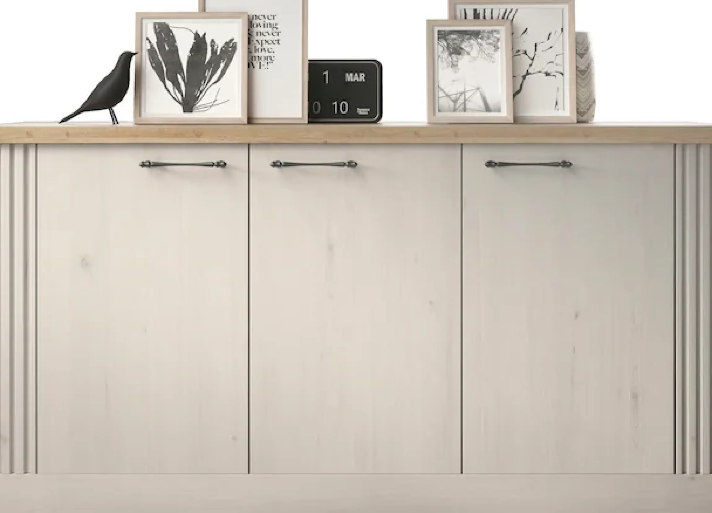 OTTO home Sideboard »Country Breite 164 cm, Kommode mit 3 Türen, Anrichte im« Landhausstil, viel Stauraum, mit Metallgriffe, MDF Rahmen