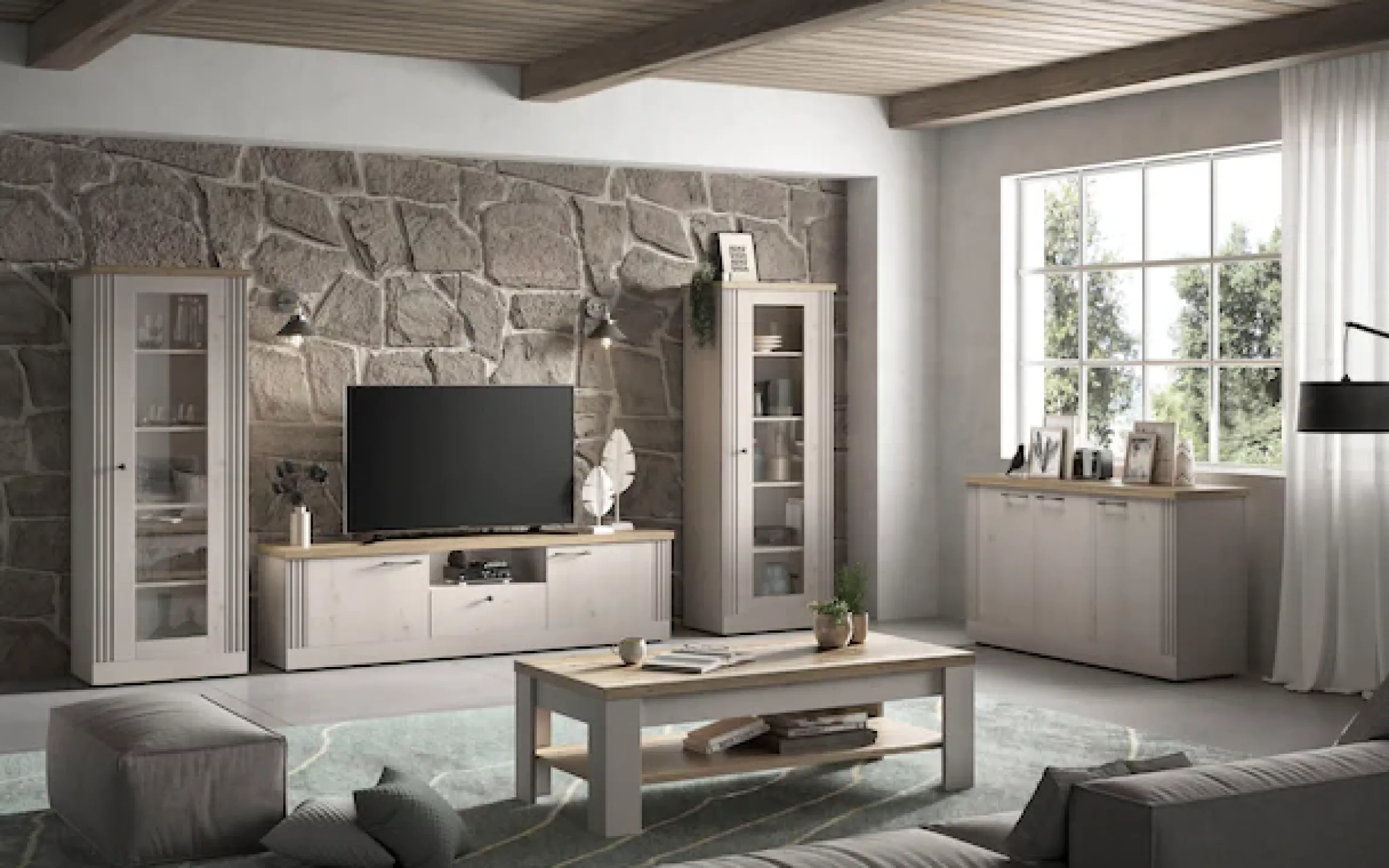 OTTO home Sideboard »Country Breite 164 cm, Kommode mit 3 Türen, Anrichte im« Landhausstil, viel Stauraum, mit Metallgriffe, MDF Rahmen
