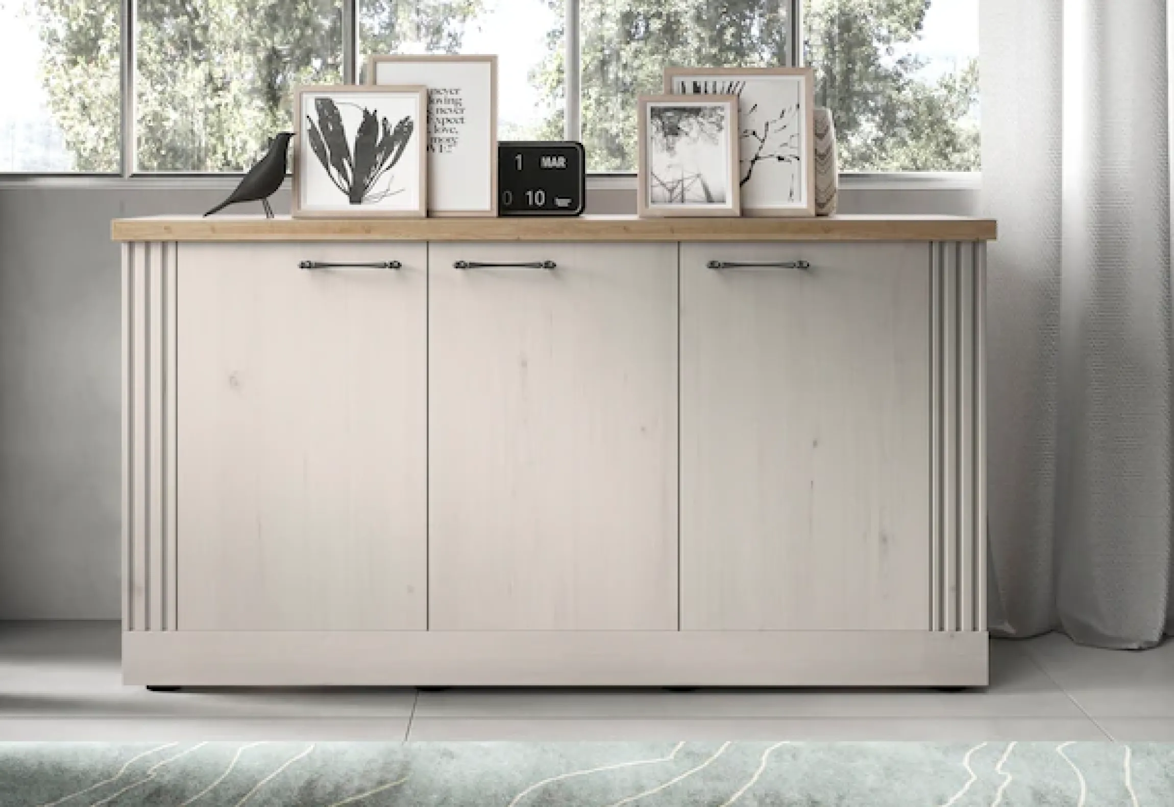 OTTO home Sideboard »Country Breite 164 cm, Kommode mit 3 Türen, Anrichte im« Landhausstil, viel Stauraum, mit Metallgriffe, MDF Rahmen