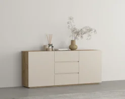 OTTO home Sideboard »Criss, Breite 150 cm, moderne grifflose Kommode 2Türen/3SK« Schubladenkommode mit viel Stauraum, Einlegeböden verstellbar