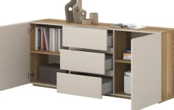 OTTO home Sideboard »Criss, Breite 150 cm, moderne grifflose Kommode 2Türen/3SK« Schubladenkommode mit viel Stauraum, Einlegeböden verstellbar