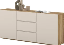 OTTO home Sideboard »Criss, Breite 150 cm, moderne grifflose Kommode 2Türen/3SK« Schubladenkommode mit viel Stauraum, Einlegeböden verstellbar