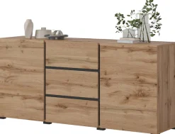 OTTO home Sideboard »Cross, Breite 150 cm, moderne grifflose Kommode, 2Türen/3 Schubkästen« Schubladenkommode mit viel Stauraum, Einlegeböden verstellbar