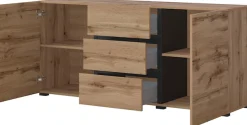 OTTO home Sideboard »Cross, Breite 150 cm, moderne grifflose Kommode, 2Türen/3 Schubkästen« Schubladenkommode mit viel Stauraum, Einlegeböden verstellbar