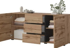 OTTO home Sideboard »Cross, Breite 150 cm, moderne grifflose Kommode, 2Türen/3 Schubkästen« Schubladenkommode mit viel Stauraum, Einlegeböden verstellbar
