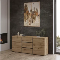 OTTO home Sideboard »Cross, Breite 150 cm, moderne grifflose Kommode, 2Türen/3 Schubkästen« Schubladenkommode mit viel Stauraum, Einlegeböden verstellbar