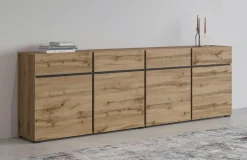 OTTO home Sideboard »Cross,Breite 225 cm, moderne grifflose Kommode,4 Türen/4 Schubkästen« Schubladenschrank mit viel Stauraum, Einlegeböden verstellbar