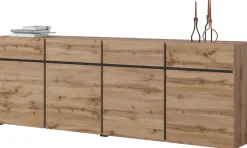 OTTO home Sideboard »Cross,Breite 225 cm, moderne grifflose Kommode,4 Türen/4 Schubkästen« Schubladenschrank mit viel Stauraum, Einlegeböden verstellbar