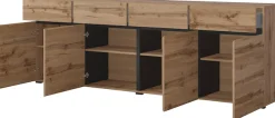 OTTO home Sideboard »Cross,Breite 225 cm, moderne grifflose Kommode,4 Türen/4 Schubkästen« Schubladenschrank mit viel Stauraum, Einlegeböden verstellbar