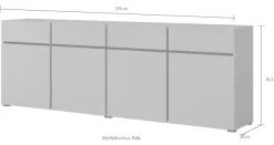OTTO home Sideboard »Cross,Breite 225 cm, moderne grifflose Kommode,4 Türen/4 Schubkästen« Schubladenschrank mit viel Stauraum, Einlegeböden verstellbar