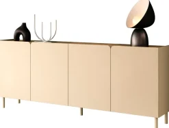 OTTO home Sideboard »Dobbiaco, 202 cm breit, 4 Türen, Anrichte, Kommode, Stauraumschrank« Innenliegendes Top, gerade Metallfüße, Tür mit Rundung
