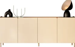 OTTO home Sideboard »Dobbiaco, 202 cm breit, 4 Türen, Anrichte, Kommode, Stauraumschrank« Innenliegendes Top, gerade Metallfüße, Tür mit Rundung