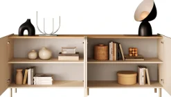 OTTO home Sideboard »Dobbiaco, 202 cm breit, 4 Türen, Anrichte, Kommode, Stauraumschrank« Innenliegendes Top, gerade Metallfüße, Tür mit Rundung