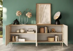 OTTO home Sideboard »Dobbiaco, 202 cm breit, 4 Türen, Anrichte, Kommode, Stauraumschrank« Innenliegendes Top, gerade Metallfüße, Tür mit Rundung