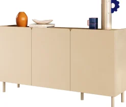 OTTO home Sideboard »Dobbiaco, 152 cm breit, 3 Türen, Anrichte, Kommode, Stauraumschrank« Innenliegendes Top, gerade Metallfüße, Tür mit Rundung