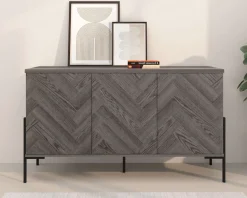 OTTO home Sideboard »Eadwine« Kommode, Push-to-open, Türen mit Fischgräten Muster, Breite 130 cm