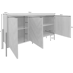 OTTO home Sideboard »Eadwine« Kommode, Push-to-open, Türen mit Fischgräten Muster, Breite 130 cm