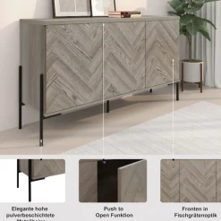 OTTO home Sideboard »Eadwine« Kommode, Push-to-open, Türen mit Fischgräten Muster, Breite 130 cm