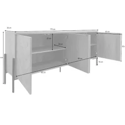OTTO home Sideboard »Eadwine« Kommode, Push-to-open, Türen mit Fischgräten Muster, Breite 175 cm
