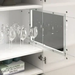 OTTO home Sideboard »Egypt, Kommode, Schrank, Kredenz, Vitrine grifflos« 3 Türen davon 2 mit Glaseinsatz, kompl. Hochglanz lackiert Breite 135