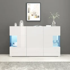 OTTO home Sideboard »Egypt, Kommode, Schrank, Kredenz, Vitrine grifflos« 3 Türen davon 2 mit Glaseinsatz, kompl. Hochglanz lackiert Breite 135