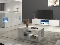 OTTO home Sideboard »Egypt, Kommode, Schrank, Kredenz, Vitrine grifflos« 3 Türen davon 2 mit Glaseinsatz, kompl. Hochglanz lackiert Breite 135