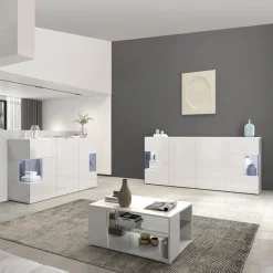 OTTO home Sideboard »Egypt, Kommode, Schrank, Kredenz, Vitrine grifflos« 3 Türen davon 2 mit Glaseinsatz, kompl. Hochglanz lackiert Breite 135