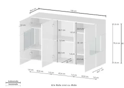 OTTO home Sideboard »Egypt, Kommode, Schrank, Kredenz, Vitrine grifflos« 3 Türen davon 2 mit Glaseinsatz, kompl. Hochglanz lackiert Breite 135