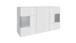OTTO home Sideboard »Egypt, Kommode, Schrank, Kredenz, Vitrine grifflos« 3 Türen davon 2 mit Glaseinsatz, kompl. Hochglanz lackiert Breite 135