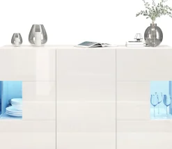 OTTO home Sideboard »Egypt, Kommode, Schrank, Kredenz, Vitrine grifflos« 3 Türen davon 2 mit Glaseinsatz, kompl. Hochglanz lackiert Breite 135