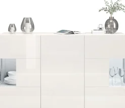 OTTO home Sideboard »Egypt, Kommode, Schrank, Kredenz, Vitrine grifflos« 3 Türen davon 2 mit Glaseinsatz, kompl. Hochglanz lackiert Breite 135