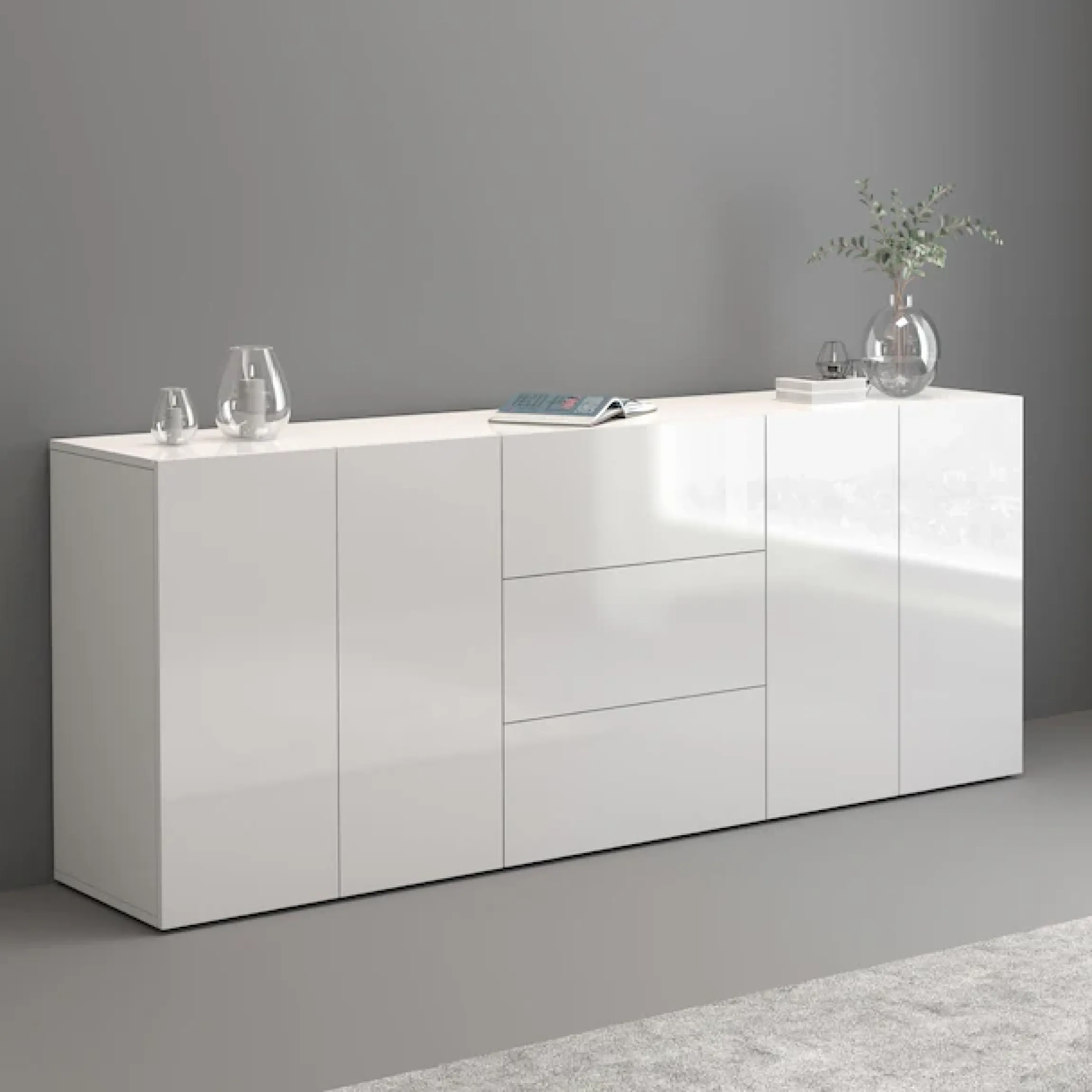 OTTO home Sideboard »Egypt, Kommode, Schrank, grifflos« 4 Türen, 3 Schubkästen mit Push-To-Open,komplett Hochglanz Breite 200