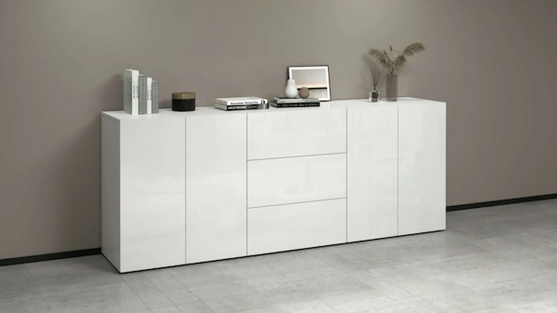 OTTO home Sideboard »Egypt, Kommode, Schrank, grifflos« 4 Türen, 3 Schubkästen mit Push-To-Open,komplett Hochglanz Breite 200