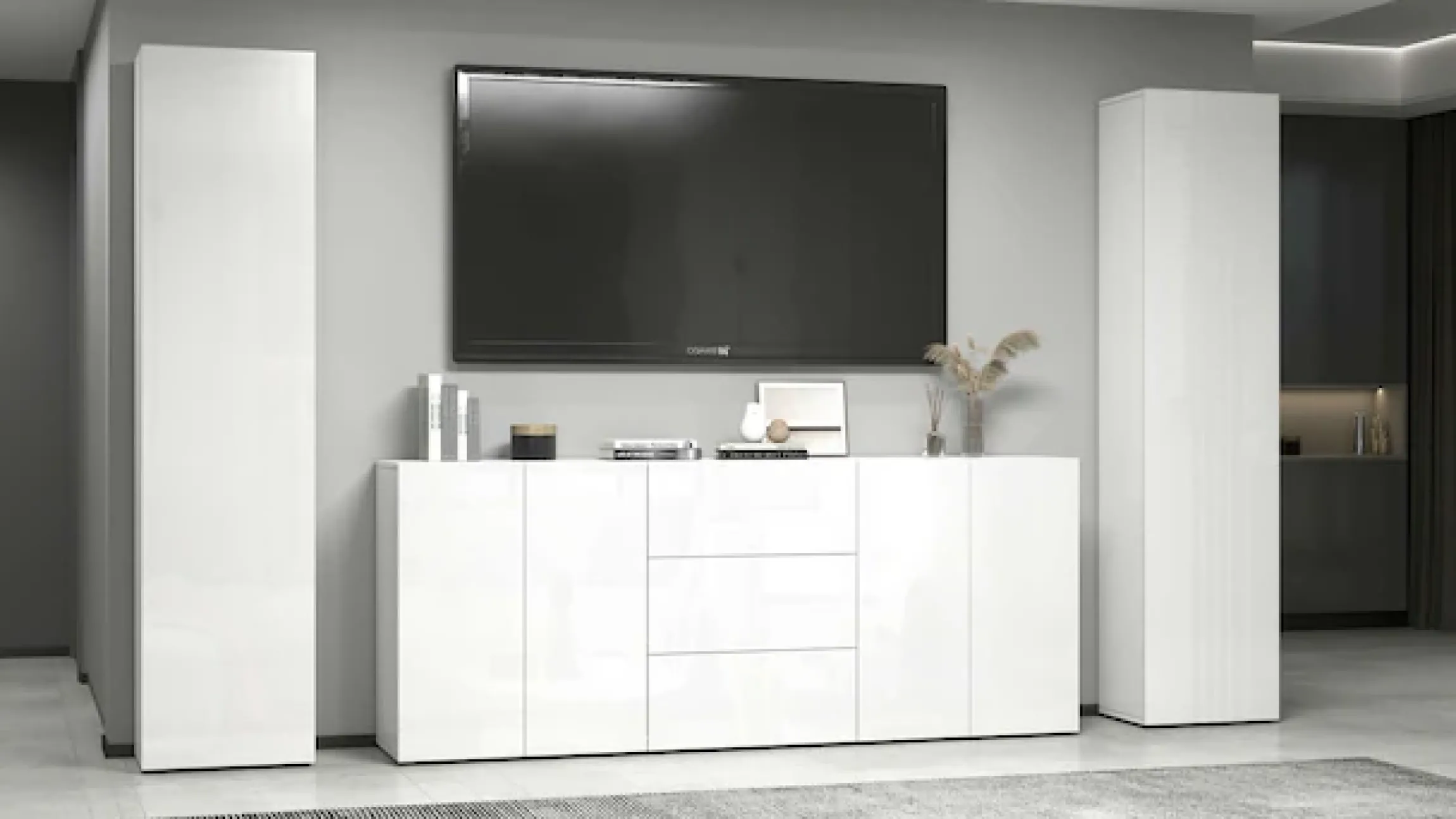 OTTO home Sideboard »Egypt, Kommode, Schrank, grifflos« 4 Türen, 3 Schubkästen mit Push-To-Open,komplett Hochglanz Breite 200