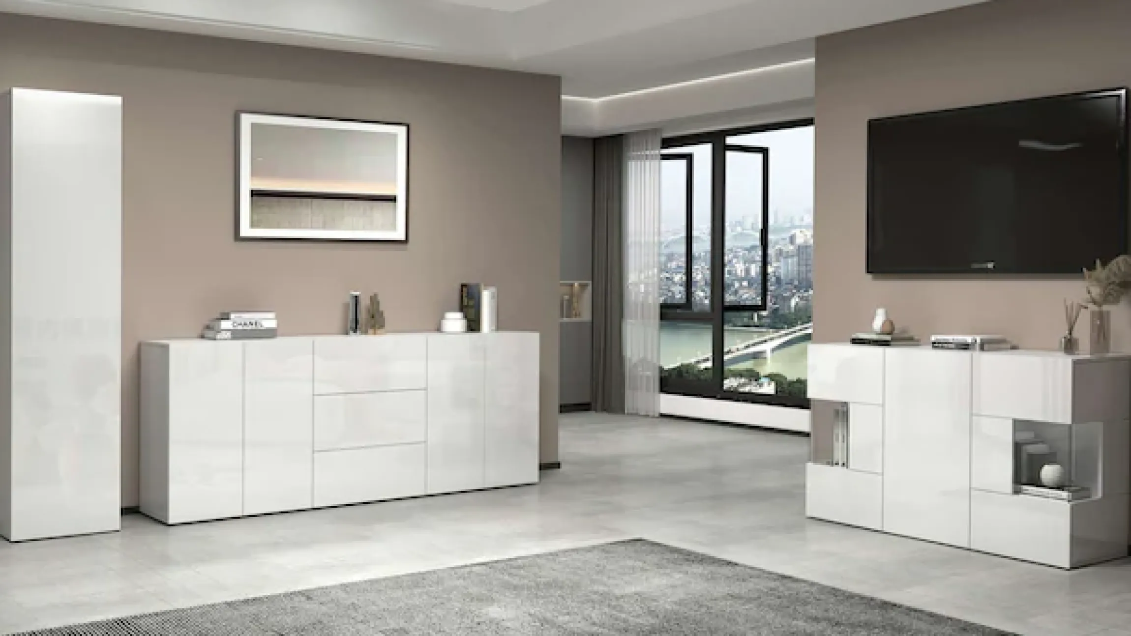 OTTO home Sideboard »Egypt, Kommode, Schrank, grifflos« 4 Türen, 3 Schubkästen mit Push-To-Open,komplett Hochglanz Breite 200