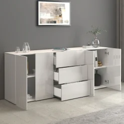 OTTO home Sideboard »Egypt, Kommode, Schrank, grifflos« 4 Türen, 3 Schubkästen mit Push-To-Open,komplett Hochglanz Breite 200