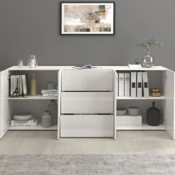 OTTO home Sideboard »Egypt, Kommode, Schrank, grifflos« 4 Türen, 3 Schubkästen mit Push-To-Open,komplett Hochglanz Breite 200