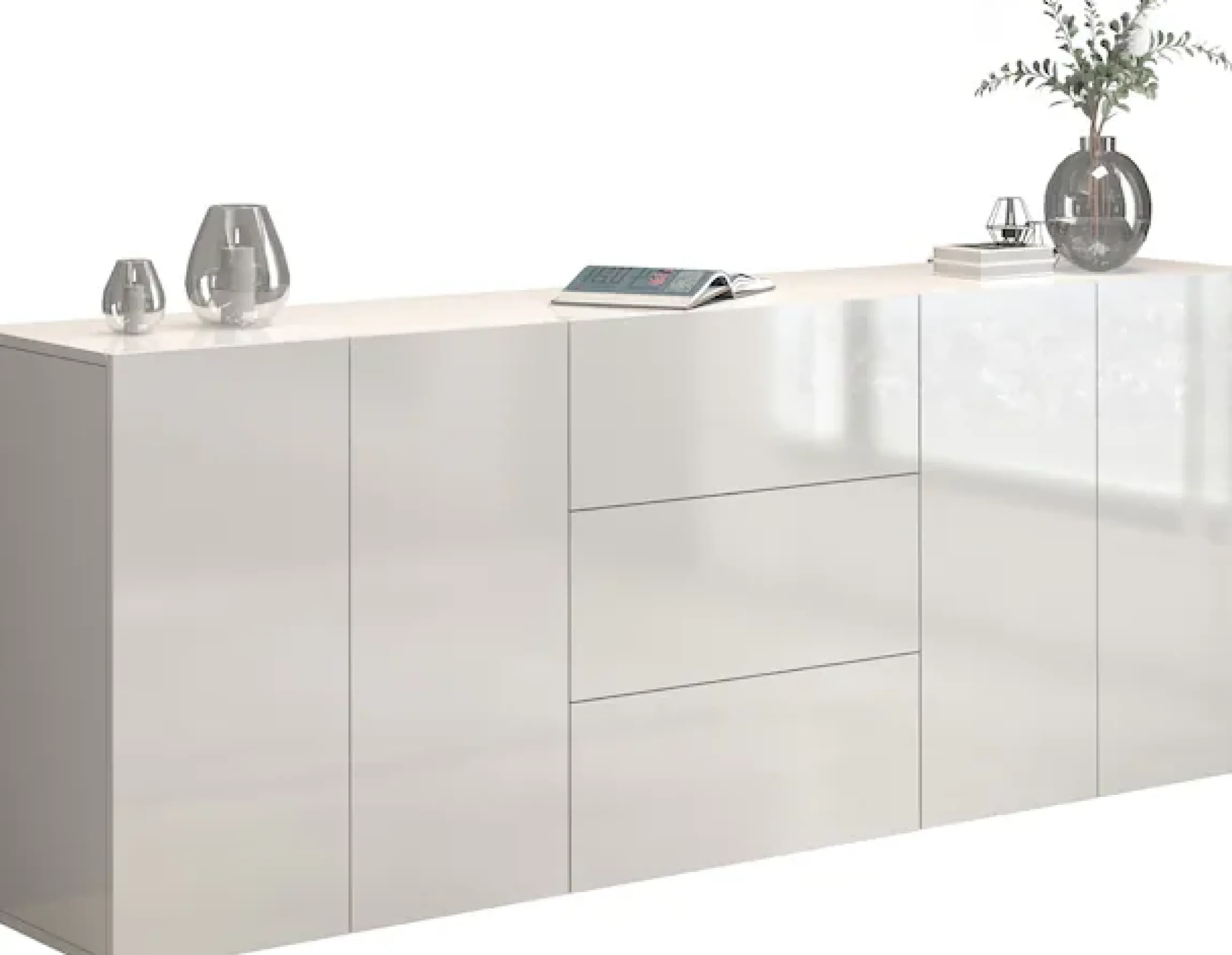 OTTO home Sideboard »Egypt, Kommode, Schrank, grifflos« 4 Türen, 3 Schubkästen mit Push-To-Open,komplett Hochglanz Breite 200