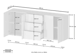 OTTO home Sideboard »Egypt, Kommode, Schrank, grifflos« 4 Türen, 3 Schubkästen mit Push-To-Open,komplett Hochglanz Breite 200