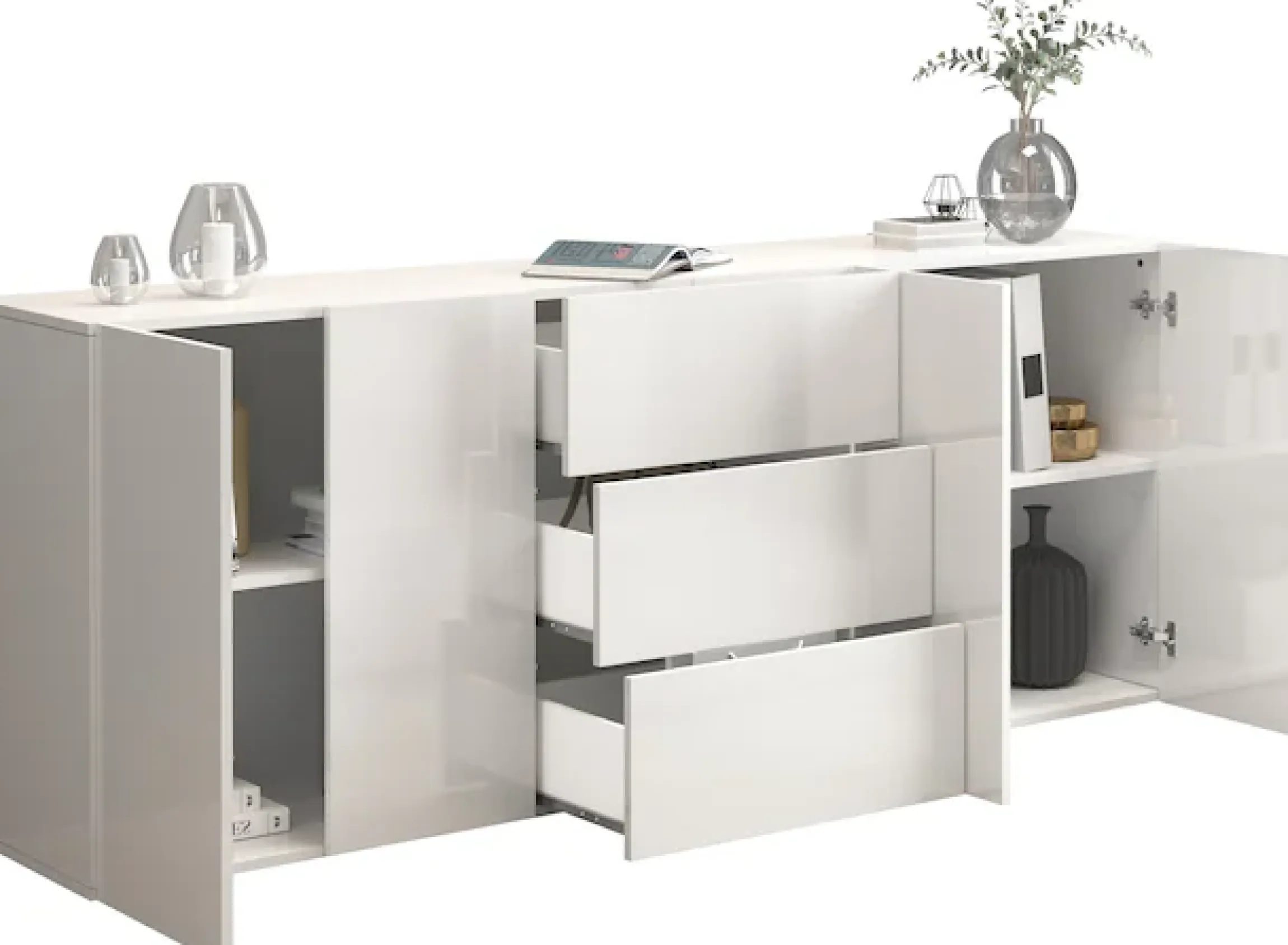 OTTO home Sideboard »Egypt, Kommode, Schrank, grifflos« 4 Türen, 3 Schubkästen mit Push-To-Open,komplett Hochglanz Breite 200