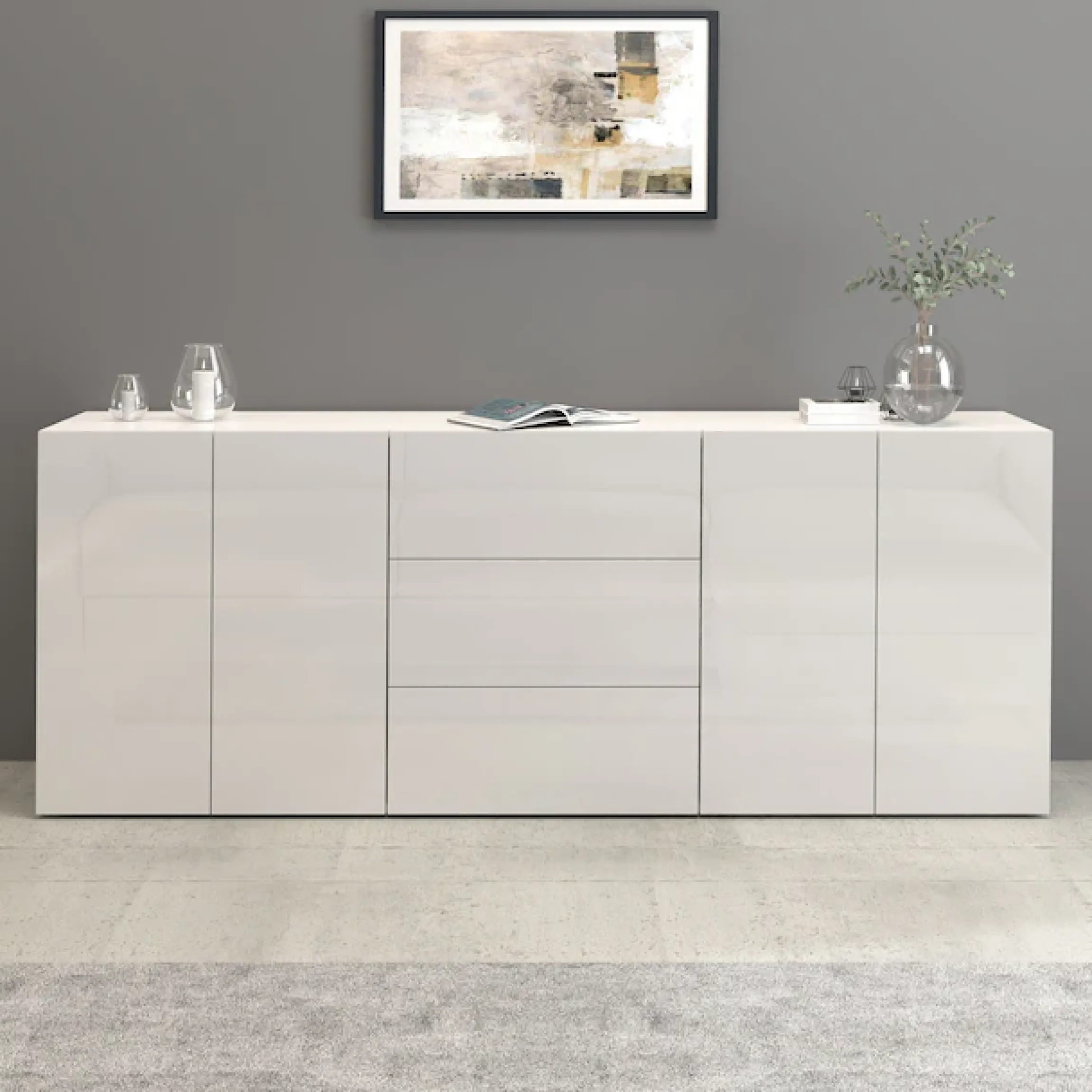 OTTO home Sideboard »Egypt, Kommode, Schrank, grifflos« 4 Türen, 3 Schubkästen mit Push-To-Open,komplett Hochglanz Breite 200