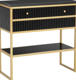 OTTO home Sideboard »Fleuriss« Keramikplatte, goldenes Gestell, FSC-zertifiziertem Holz, Breite 80 cm