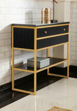 OTTO home Sideboard »Fleuriss« Keramikplatte, goldenes Gestell, FSC-zertifiziertem Holz, Breite 80 cm