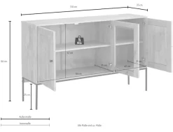 OTTO home Sideboard »Freya« Kommode mit 2 Holztüren, aus Massivholz, Breite 130 cm