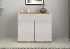 OTTO home Sideboard »Garda, Kommode, Schrank, 2 Türen, 1 Schublade, Made in Italy« Hochglanzlackierte Fronten, Korpus matt, grifflos, Breite 80,9 cm