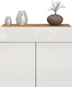 OTTO home Sideboard »Garda, Kommode, Schrank, 2 Türen, 1 Schublade, Made in Italy« Hochglanzlackierte Fronten, Korpus matt, grifflos, Breite 80,9 cm