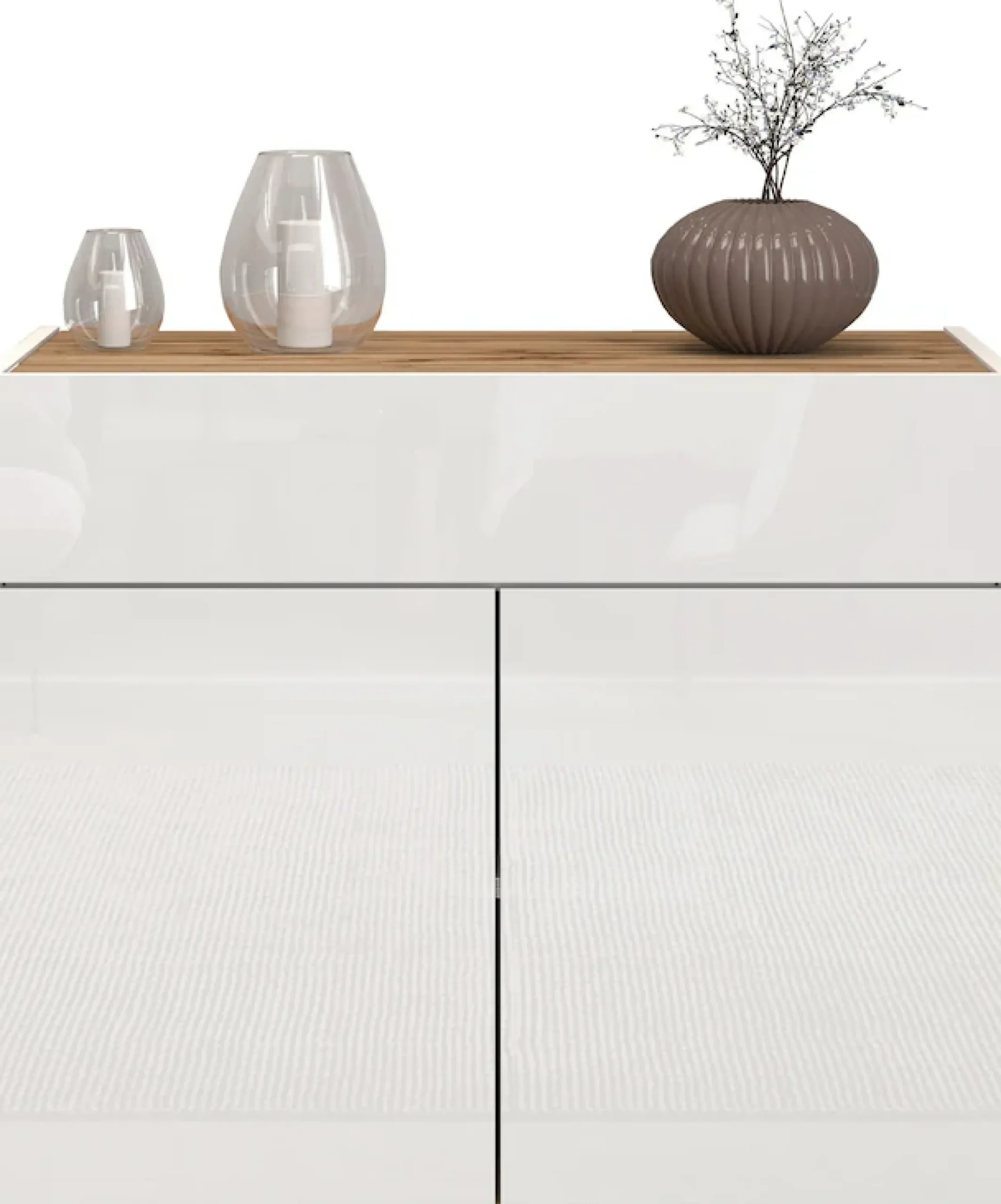 OTTO home Sideboard »Garda, Kommode, Schrank, 2 Türen, 1 Schublade, Made in Italy« Hochglanzlackierte Fronten, Korpus matt, grifflos, Breite 80,9 cm