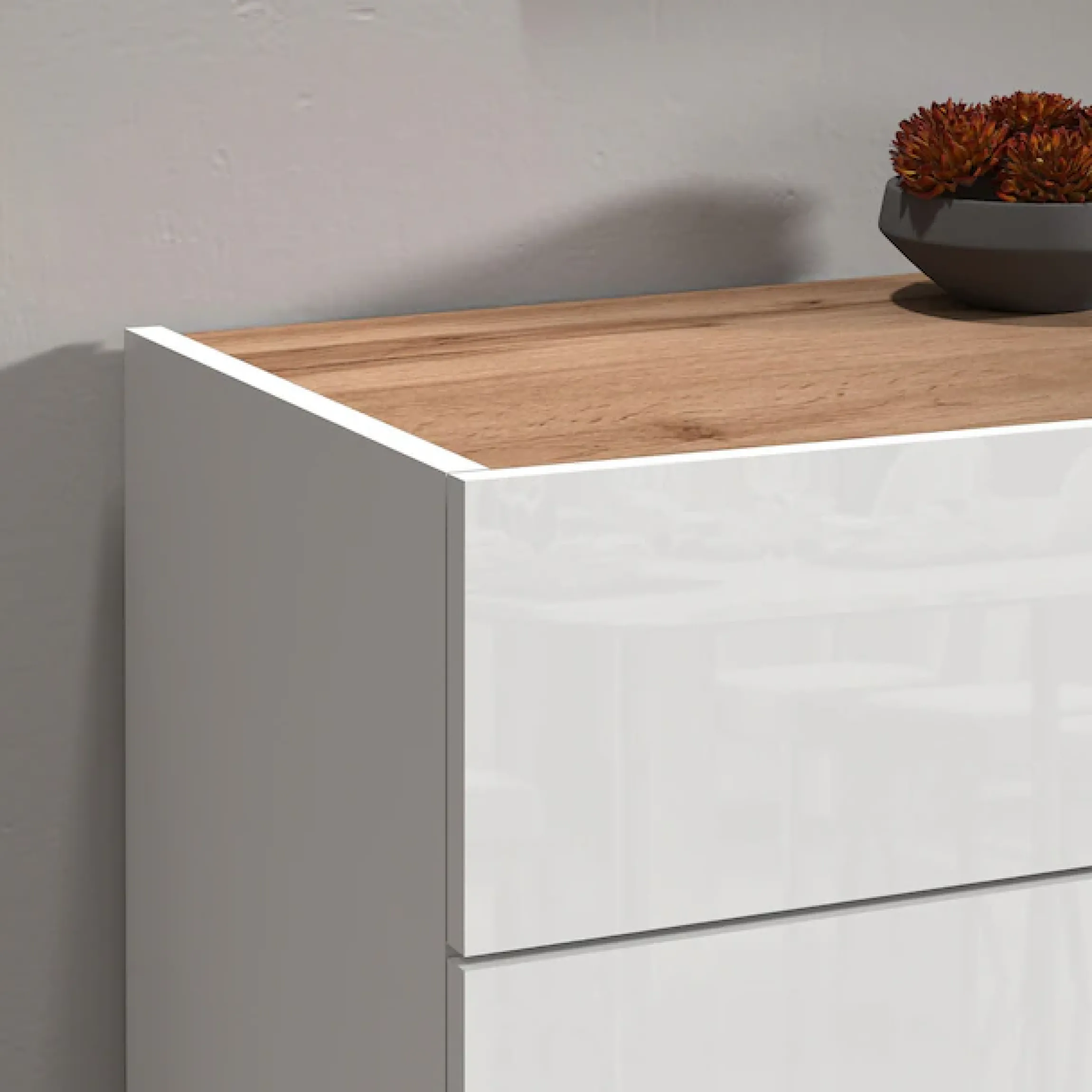 OTTO home Sideboard »Garda, Kommode, Schrank, 2 Türen, 1 Schublade, Made in Italy« Hochglanzlackierte Fronten, Korpus matt, grifflos, Breite 80,9 cm