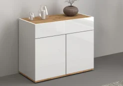 OTTO home Sideboard »Garda, Kommode, Schrank, 2 Türen, 1 Schublade, Made in Italy« Hochglanzlackierte Fronten, Korpus matt, grifflos, Breite 80,9 cm
