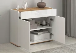 OTTO home Sideboard »Garda, Kommode, Schrank, 2 Türen, 1 Schublade, Made in Italy« Hochglanzlackierte Fronten, Korpus matt, grifflos, Breite 80,9 cm